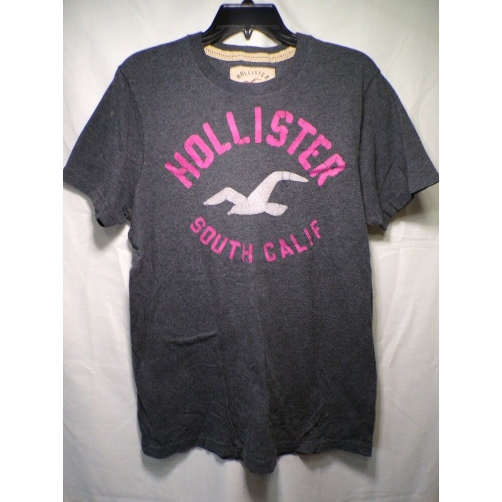 Hollister Men's Graphic T Shirt South Calif Seagull Charcoal XL Short Sleeve